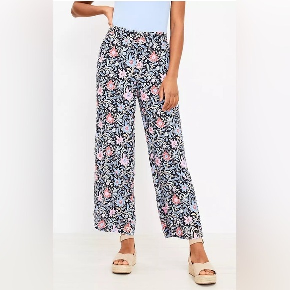 LOFT Pants - LOFT Fluid Spring Bloom Wide Leg Floral Cropped Pants Women's Small